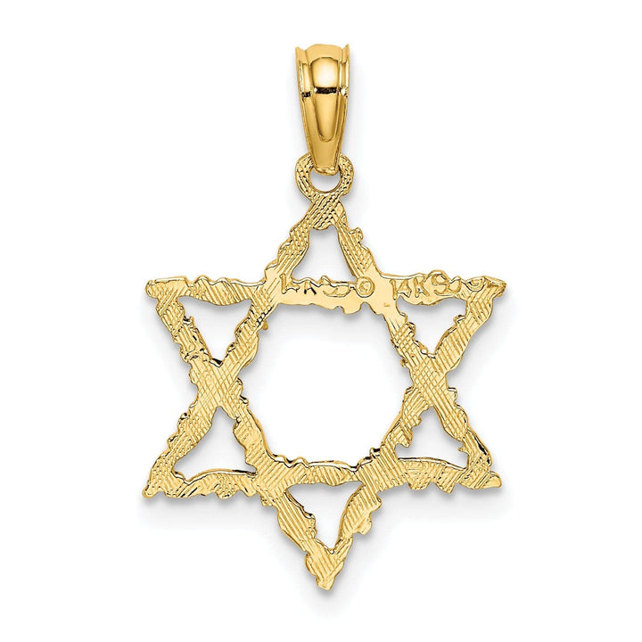 Lovely Rita's Pendants & Charms 14K Yellow Gold Texture Polish Finish Flat Back Star of David Pendant