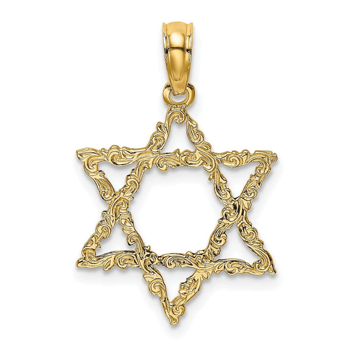 Lovely Rita's Pendants & Charms 14K Yellow Gold Texture Polish Finish Flat Back Star of David Pendant