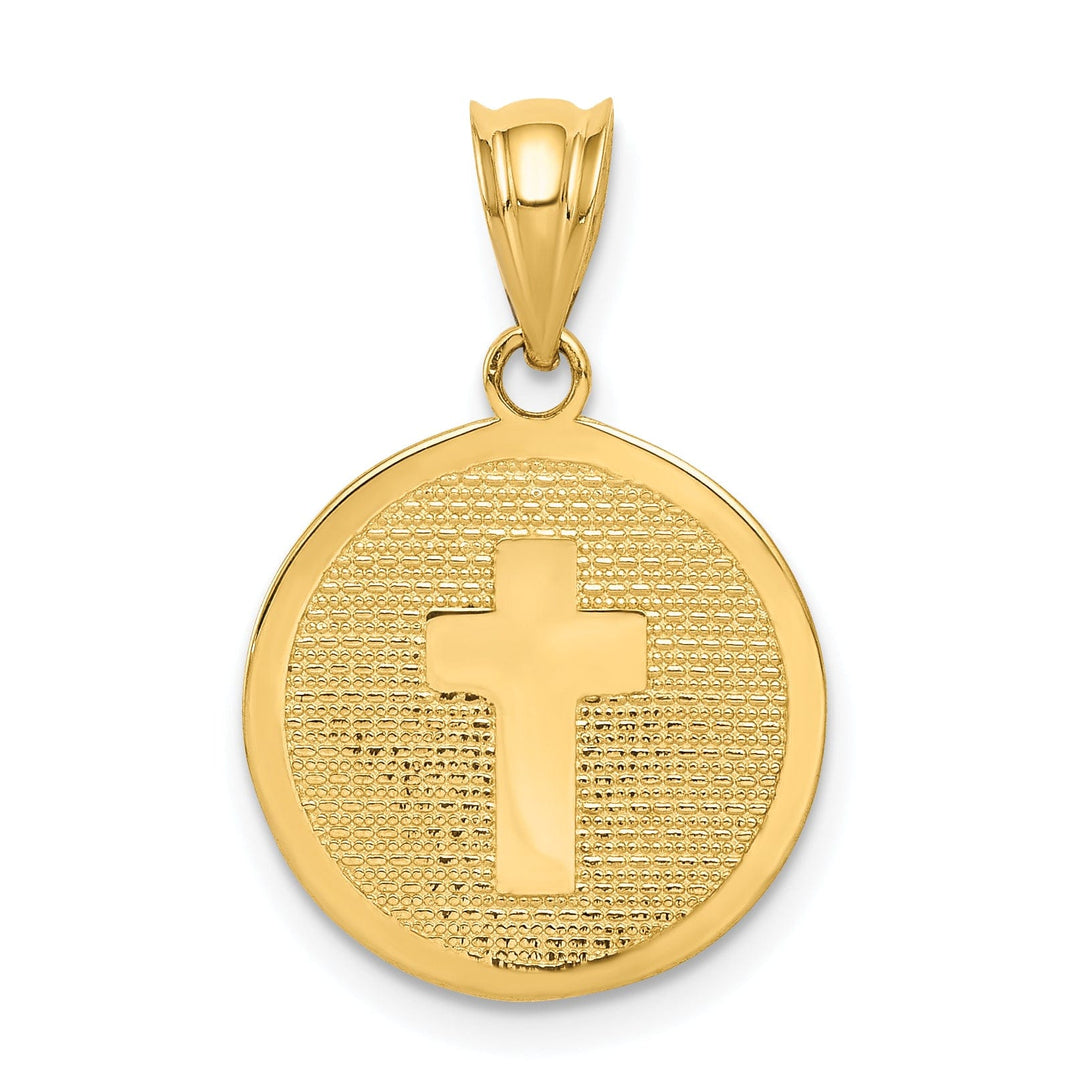 Lovely Rita's Pendants & Charms 14k Yellow Gold Texture Polished Cross and 1st Holy Communion Pendant