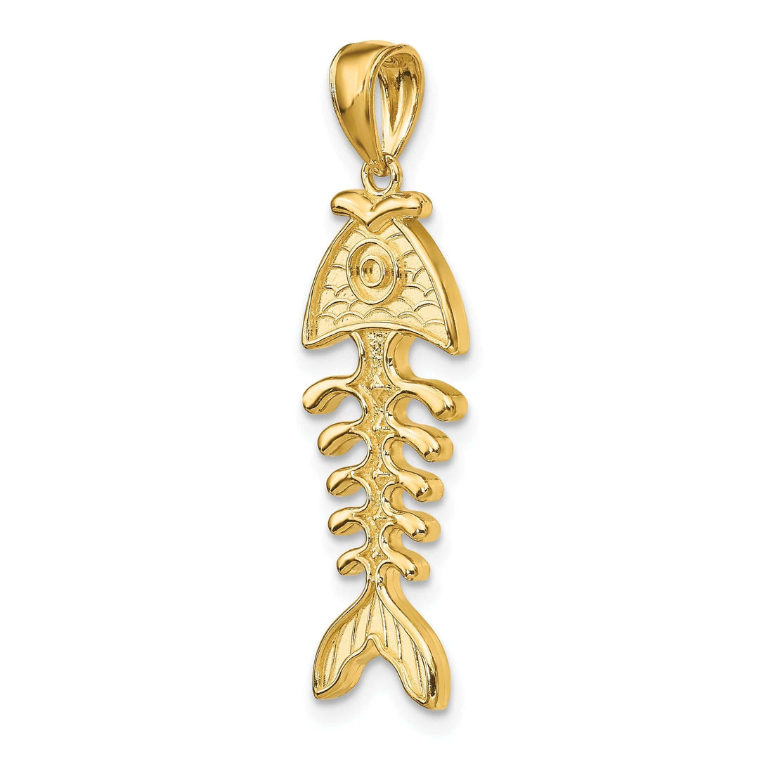 Lovely Rita's Pendants & Charms 14K Yellow Gold Texture Polished Finish 3-D Fishbone Charm