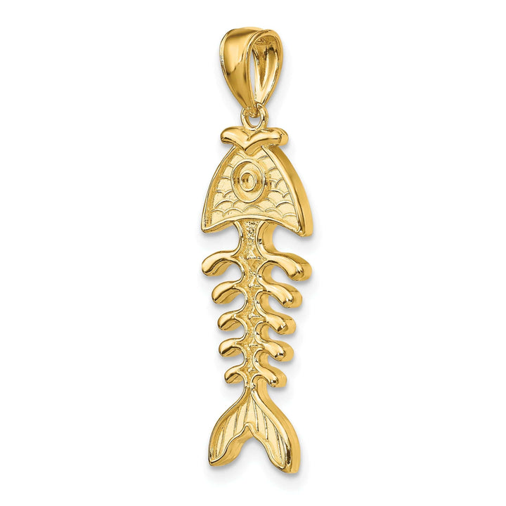 Lovely Rita's Pendants & Charms 14K Yellow Gold Texture Polished Finish 3-D Fishbone Charm