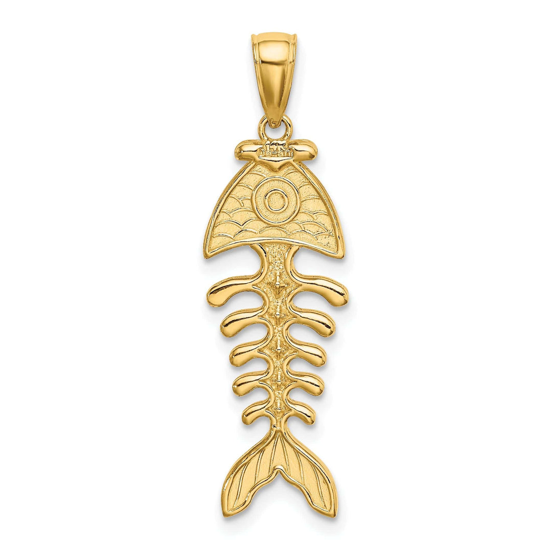 Lovely Rita's Pendants & Charms 14K Yellow Gold Texture Polished Finish 3-D Fishbone Charm