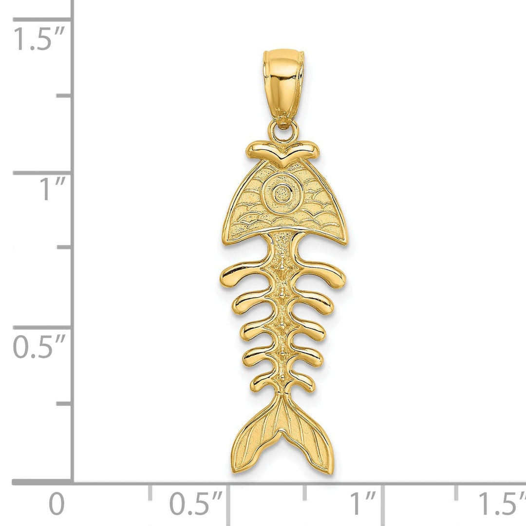 Lovely Rita's Pendants & Charms 14K Yellow Gold Texture Polished Finish 3-D Fishbone Charm