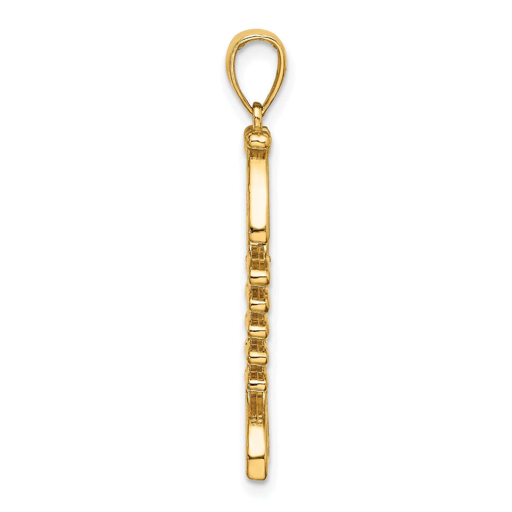 Lovely Rita's Pendants & Charms 14K Yellow Gold Texture Polished Finish 3-D Fishbone Charm
