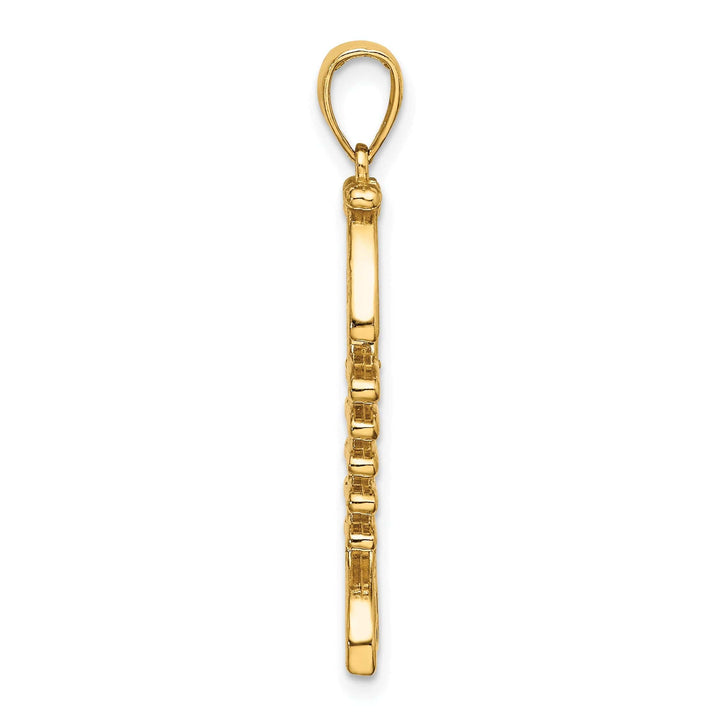 Lovely Rita's Pendants & Charms 14K Yellow Gold Texture Polished Finish 3-D Fishbone Charm