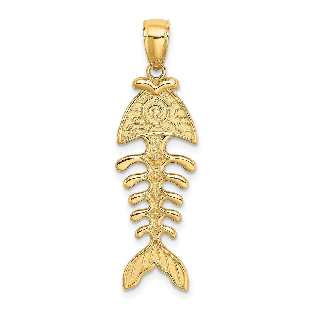Lovely Rita's Pendants & Charms 14K Yellow Gold Texture Polished Finish 3-D Fishbone Charm