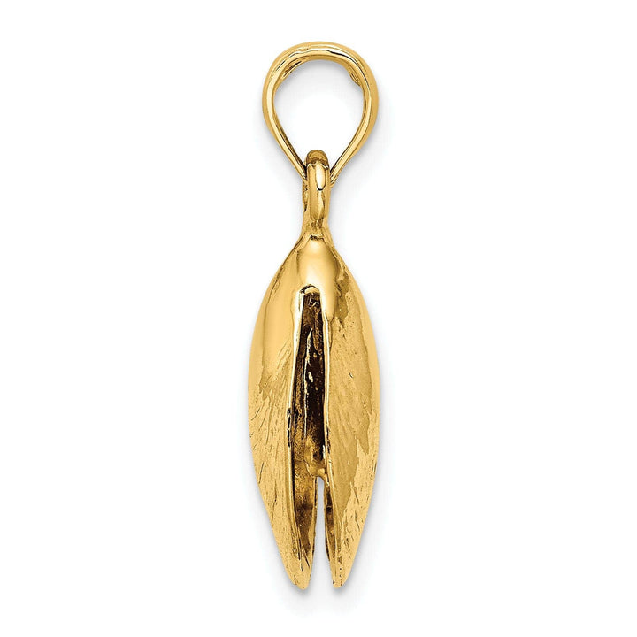 Lovely Rita's Pendants & Charms 14K Yellow Gold Texture Polished Finish 3-Dimensional Mussel Shell Charm Pendant