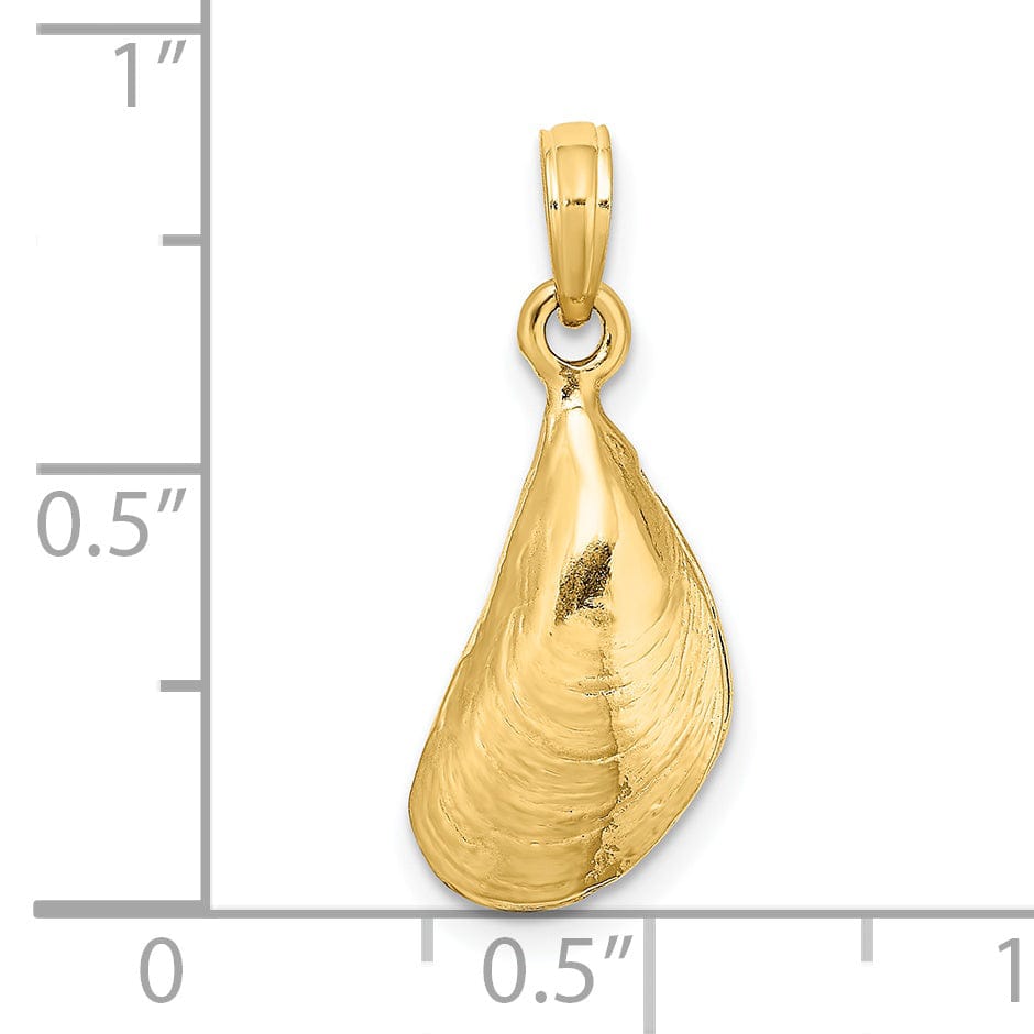 Lovely Rita's Pendants & Charms 14K Yellow Gold Texture Polished Finish 3-Dimensional Mussel Shell Charm Pendant