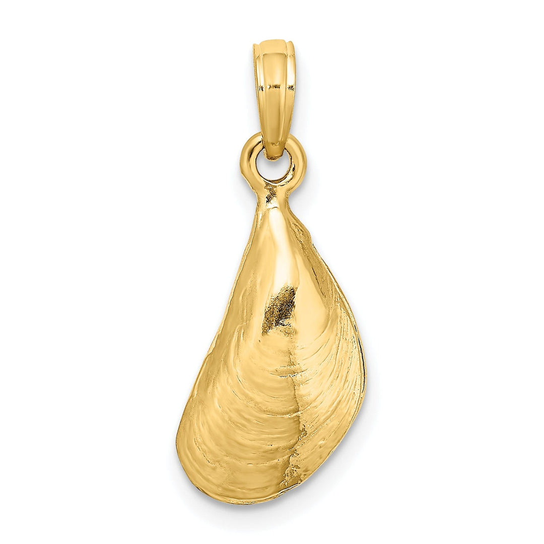 Lovely Rita's Pendants & Charms 14K Yellow Gold Texture Polished Finish 3-Dimensional Mussel Shell Charm Pendant