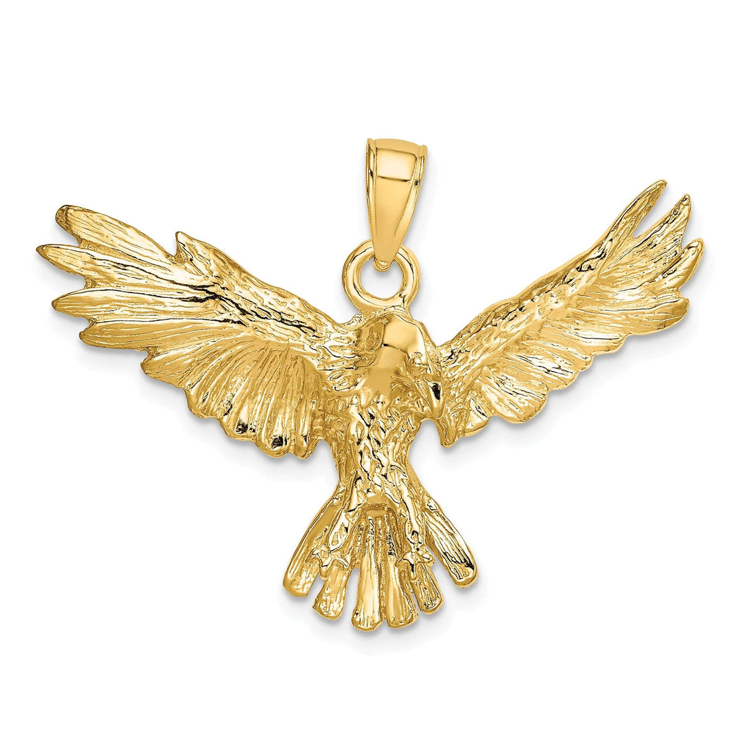 Lovely Rita's Pendants & Charms 14K Yellow Gold Texture Polished Finish Eagle Flying Charm Pendant