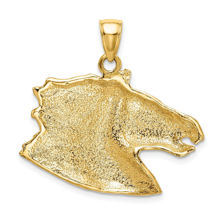 Lovely Rita's Pendants & Charms 14K Yellow Gold Texture Polished Finish Horse Head Charm Pendant
