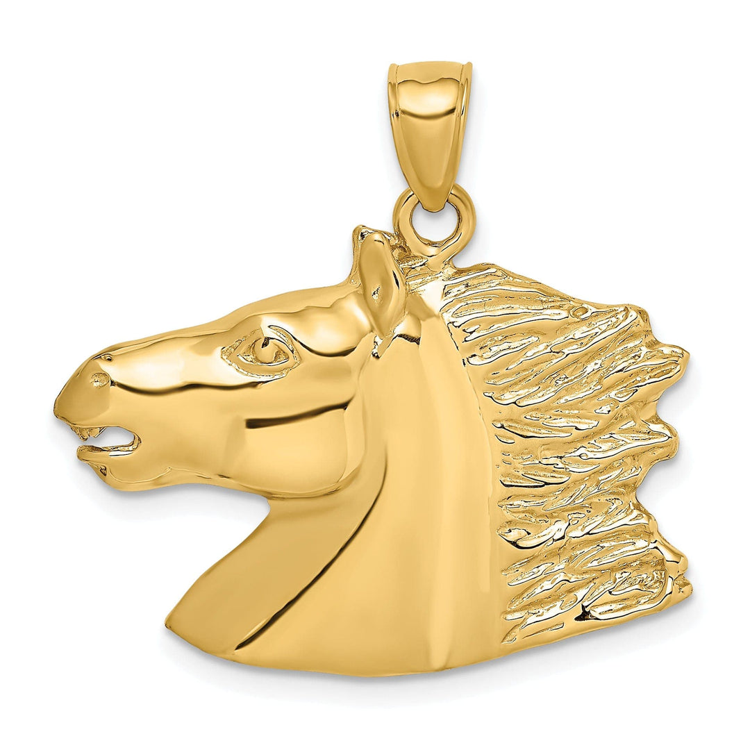 Lovely Rita's Pendants & Charms 14K Yellow Gold Texture Polished Finish Horse Head Charm Pendant