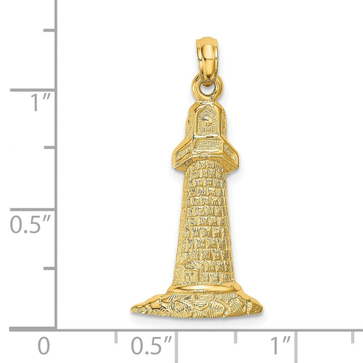 Lovely Rita's Pendants & Charms 14k Yellow Gold Texture Polished Finish Lighthouse Charm Pendant
