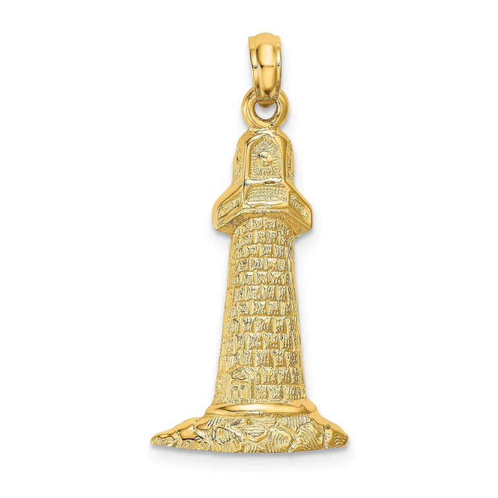 Lovely Rita's Pendants & Charms 14k Yellow Gold Texture Polished Finish Lighthouse Charm Pendant