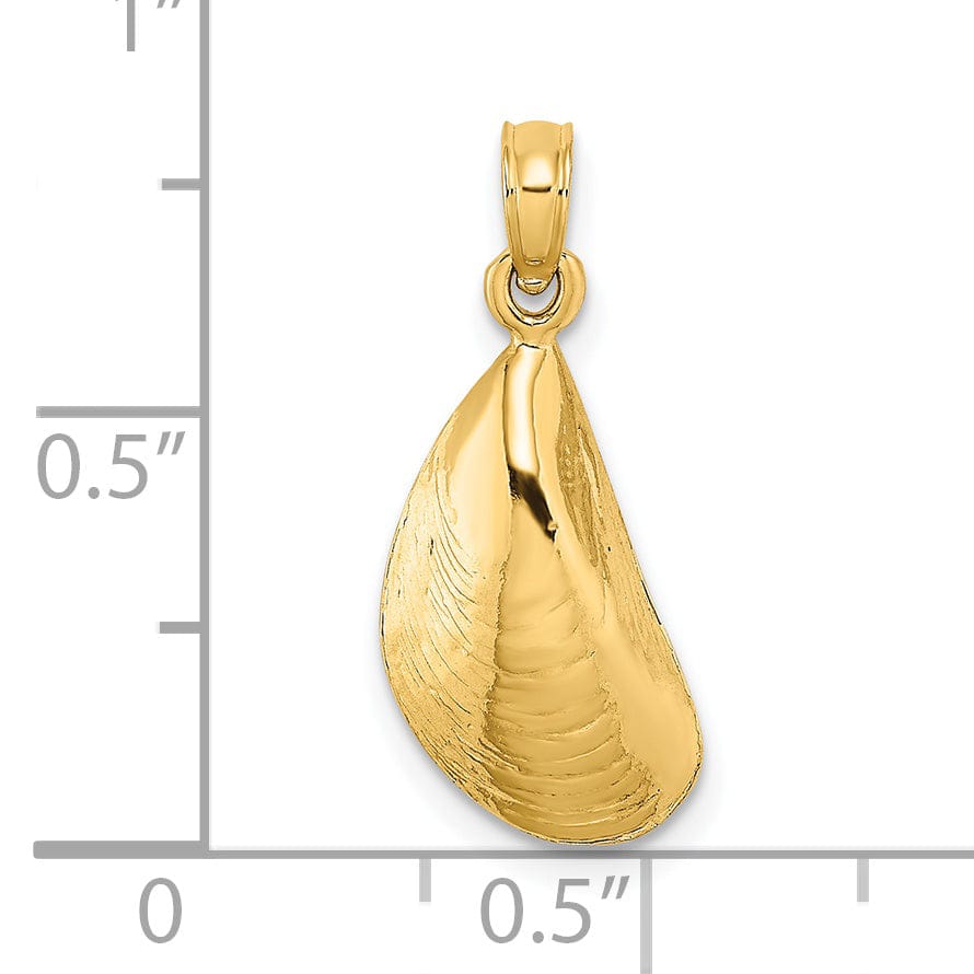 Lovely Rita's Pendants & Charms 14K Yellow Gold Texture Polished Finish Mussel Shell Charm Pendant
