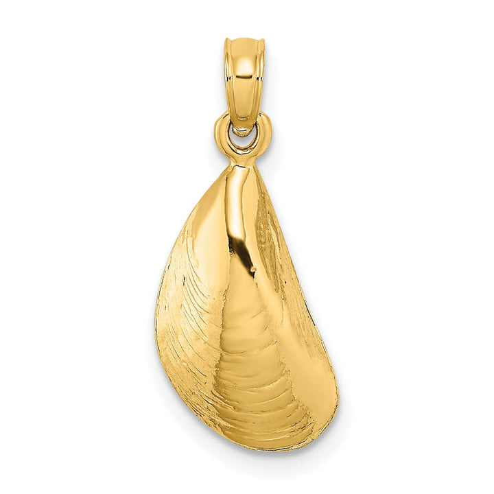 Lovely Rita's Pendants & Charms 14K Yellow Gold Texture Polished Finish Mussel Shell Charm Pendant