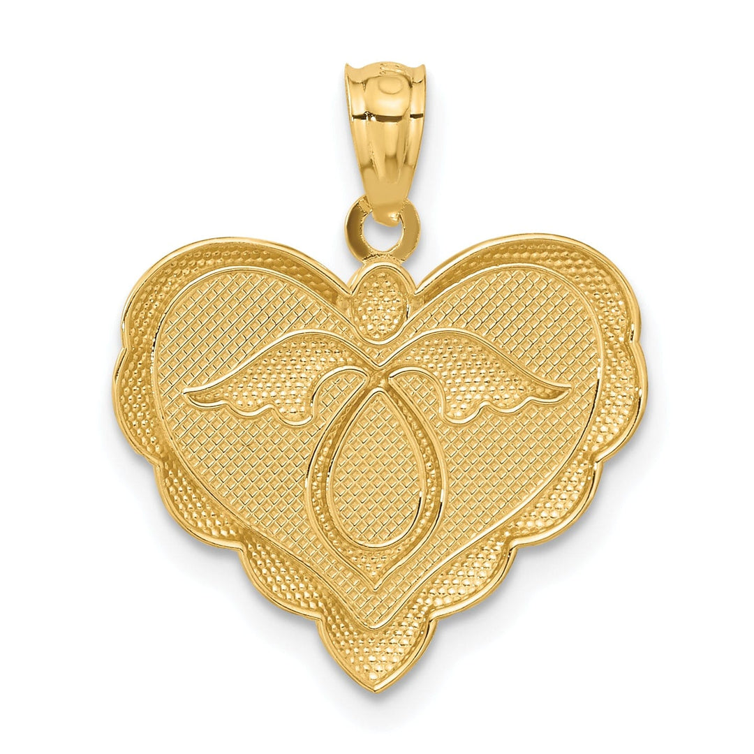 Lovely Rita's Pendants & Charms 14K Yellow Gold Texture Polished Finish Solid Angel in Heart Pendant