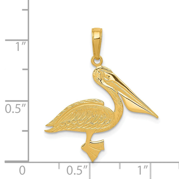 Lovely Rita's Pendants & Charms 14k Yellow Gold Texture Polished Finish Solid Men's Pelican Charm Pendant