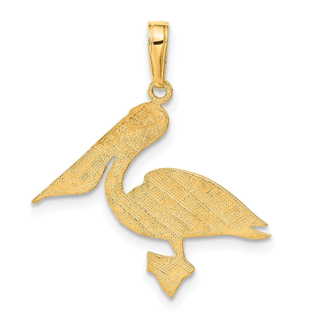 Lovely Rita's Pendants & Charms 14k Yellow Gold Texture Polished Finish Solid Men's Pelican Charm Pendant