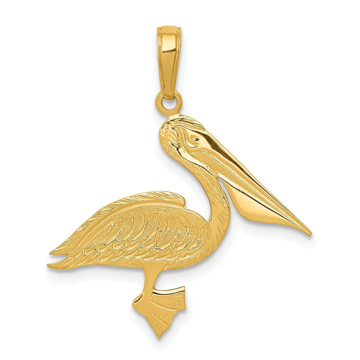 Lovely Rita's Pendants & Charms 14k Yellow Gold Texture Polished Finish Solid Men's Pelican Charm Pendant
