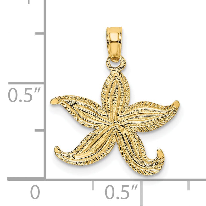 Lovely Rita's Pendants & Charms 14K Yellow Gold Texture Polished Finish Starfish Charm Pendant