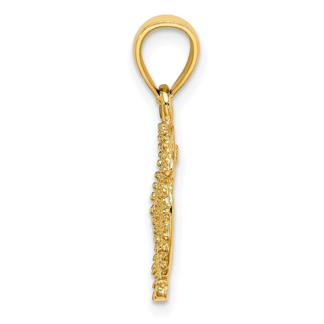 Lovely Rita's Pendants & Charms 14K Yellow Gold Texture Polished Finish Starfish on Sea Sand Dollar Beaded Design Charm Pendant