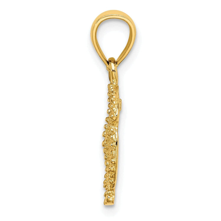 Lovely Rita's Pendants & Charms 14K Yellow Gold Texture Polished Finish Starfish on Sea Sand Dollar Beaded Design Charm Pendant