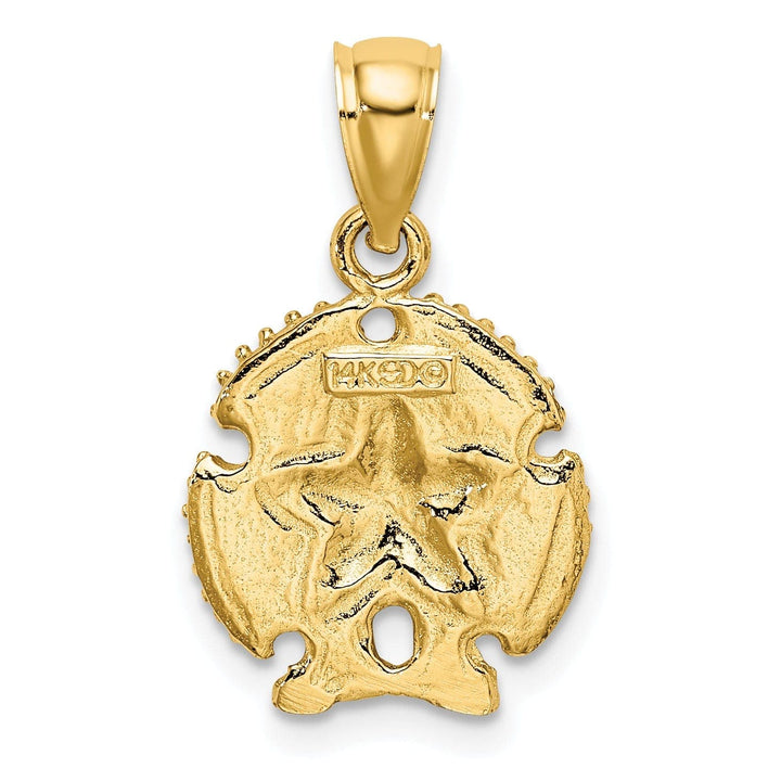 Lovely Rita's Pendants & Charms 14K Yellow Gold Texture Polished Finish Starfish on Sea Sand Dollar Beaded Design Charm Pendant