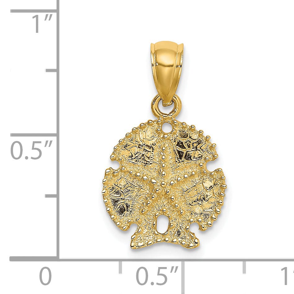 Lovely Rita's Pendants & Charms 14K Yellow Gold Texture Polished Finish Starfish on Sea Sand Dollar Beaded Design Charm Pendant