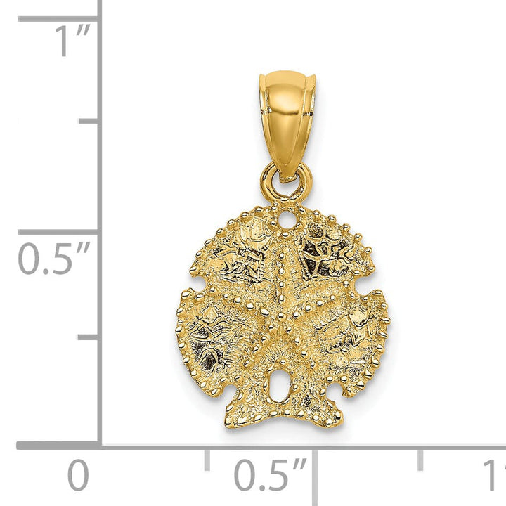 Lovely Rita's Pendants & Charms 14K Yellow Gold Texture Polished Finish Starfish on Sea Sand Dollar Beaded Design Charm Pendant