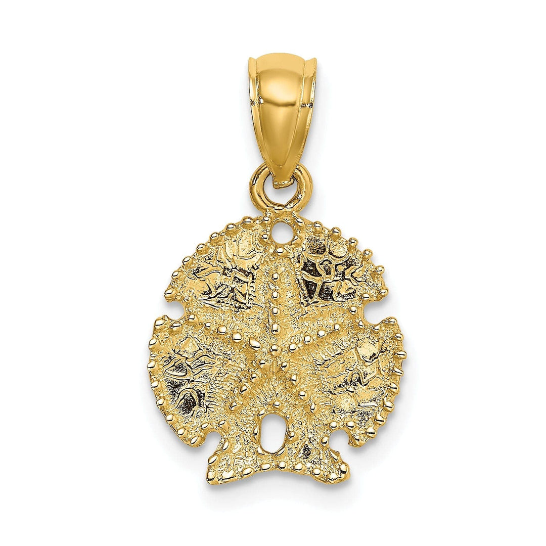 Lovely Rita's Pendants & Charms 14K Yellow Gold Texture Polished Finish Starfish on Sea Sand Dollar Beaded Design Charm Pendant