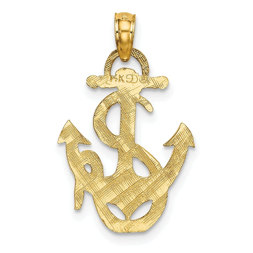 Lovely Rita's Pendants & Charms 14K Yellow Gold Texture Polished Finished Anchor and Rope Design Charm Pendant
