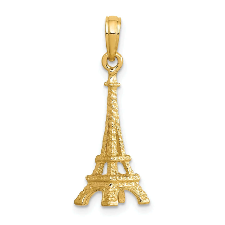 Lovely Rita's Pendants & Charms 14k Yellow Gold Texture Polished Finished Solid 3-Dimensional Eiffel Tower Charm Pendant