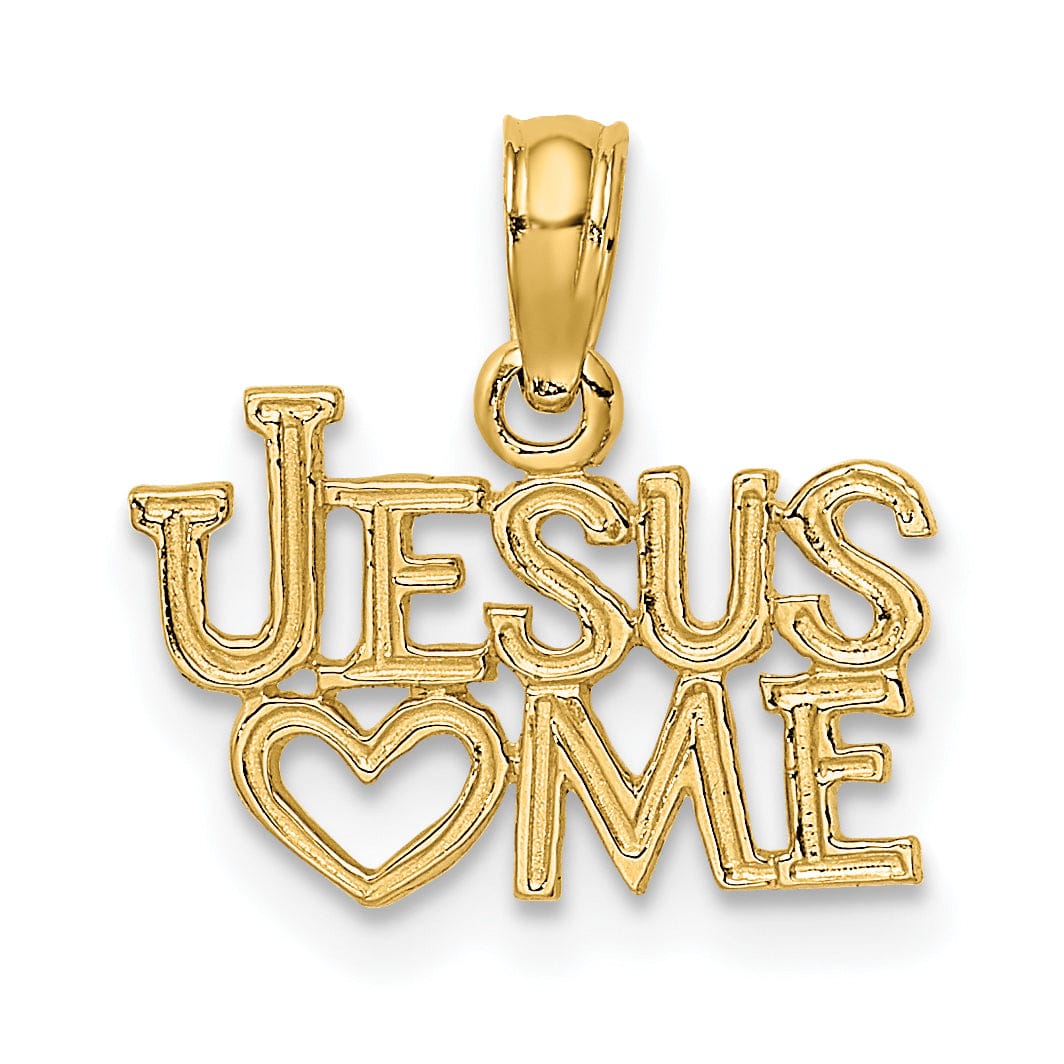 Lovely Rita's Pendants & Charms 14K Yellow Gold Texture Polished JESUS ME Script with Heart Pendant