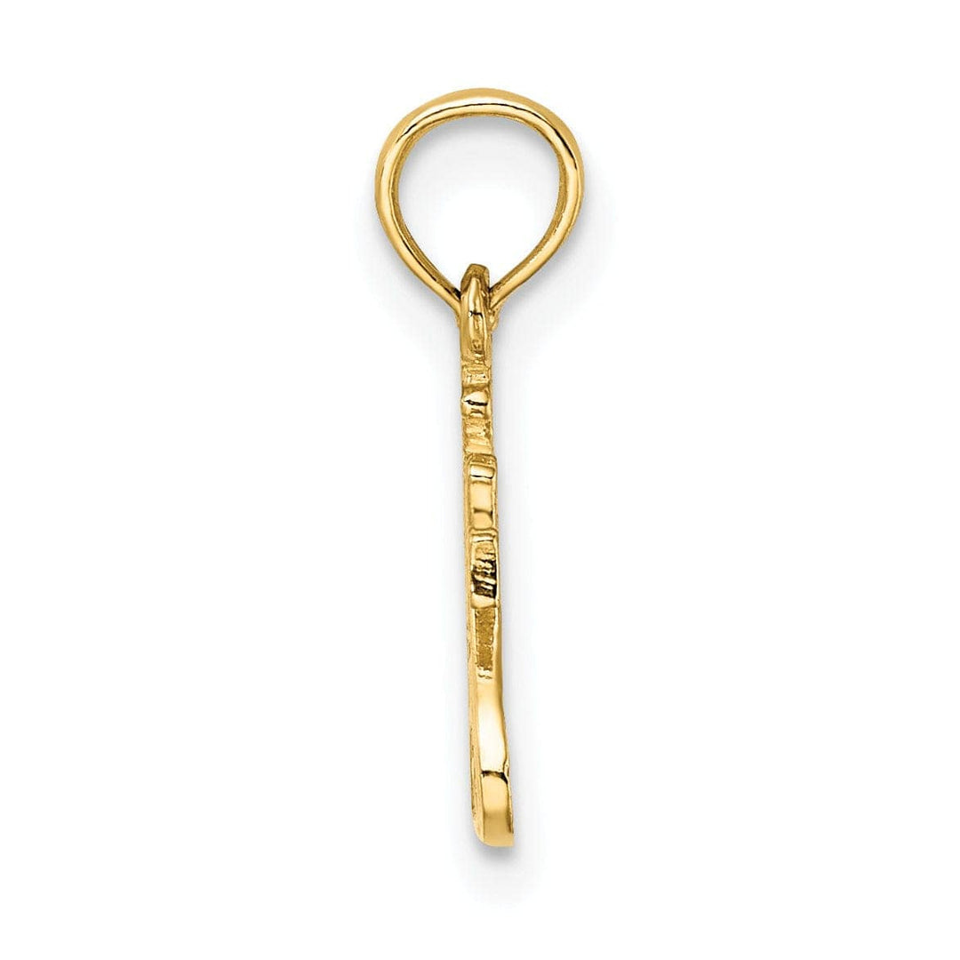 Lovely Rita's Pendants & Charms 14K Yellow Gold Texture Polished Try JESUS Script with Cross Pendant