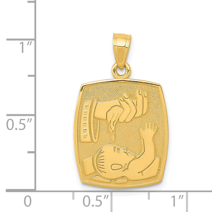 Lovely Rita's Pendants & Charms 14k Yellow Gold Texture Satin Polished Finish Baptism Pendant
