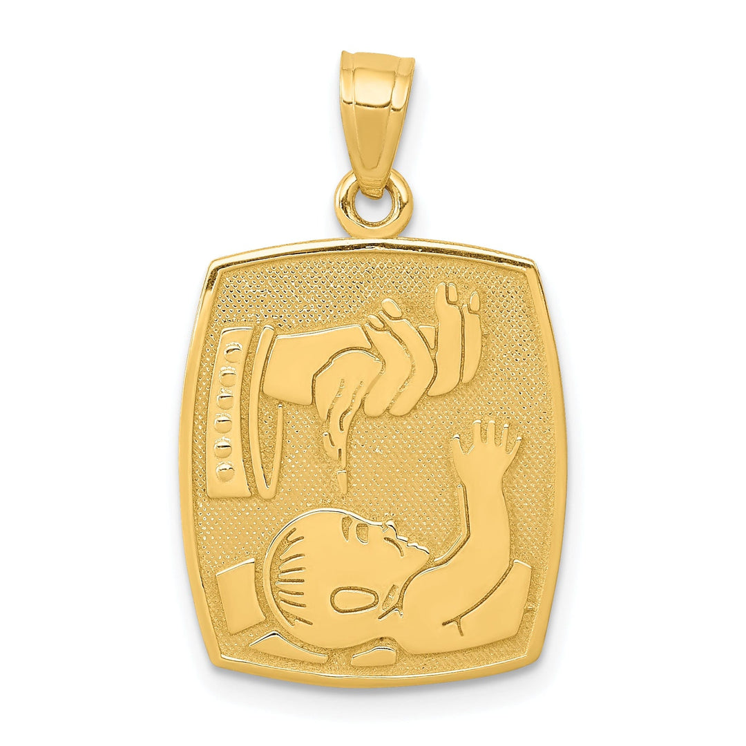 Lovely Rita's Pendants & Charms 14k Yellow Gold Texture Satin Polished Finish Baptism Pendant