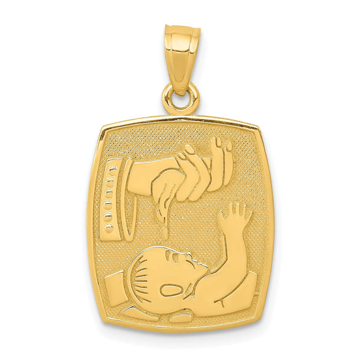 Lovely Rita's Pendants & Charms 14k Yellow Gold Texture Satin Polished Finish Baptism Pendant