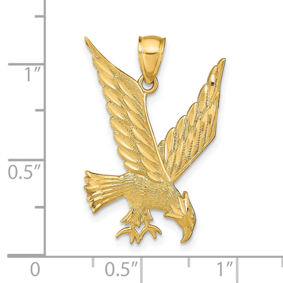 Lovely Rita's Pendants & Charms 14k Yellow Gold Texture Solid Diamond Cut Polished Finish Mens Eagle Pendant