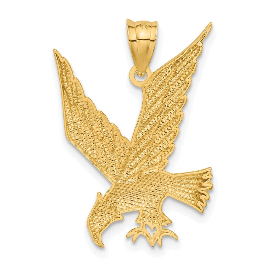 Lovely Rita's Pendants & Charms 14k Yellow Gold Texture Solid Diamond Cut Polished Finish Mens Eagle Pendant