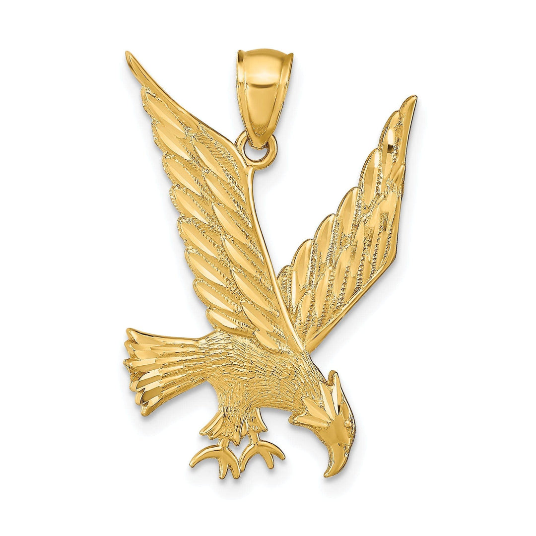 Lovely Rita's Pendants & Charms 14k Yellow Gold Texture Solid Diamond Cut Polished Finish Mens Eagle Pendant
