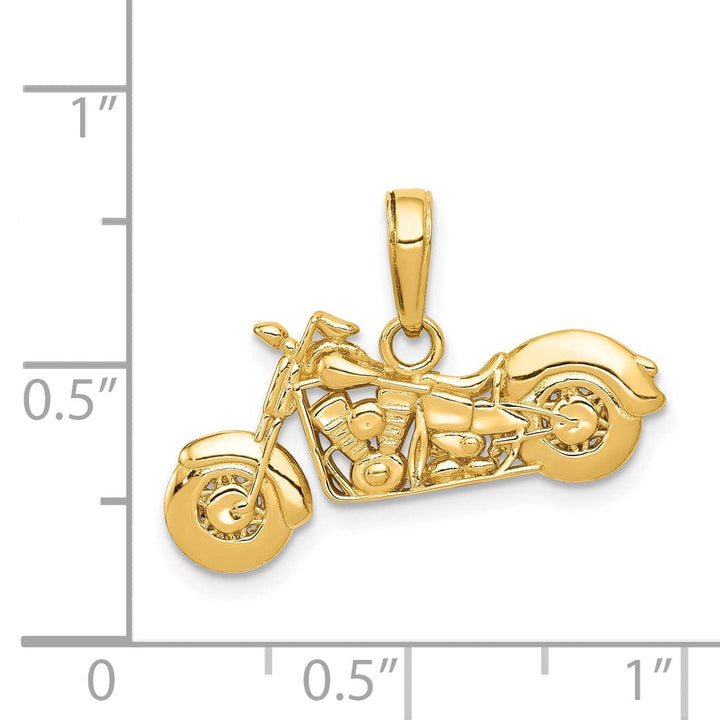 Lovely Rita's Pendants & Charms 14k Yellow Gold Textured 3-D Motorcycle Pendant