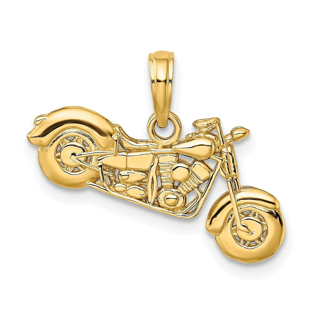 Lovely Rita's Pendants & Charms 14k Yellow Gold Textured 3-D Motorcycle Pendant