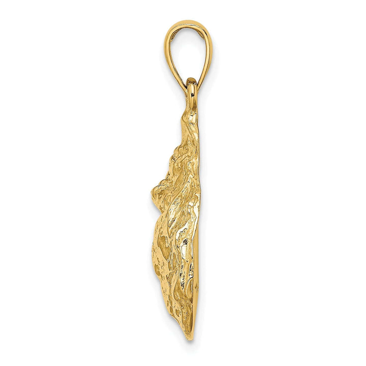 Lovely Rita's Pendants & Charms 14K Yellow Gold Textured and Polished Finish Oyster Shell Charm Pendant