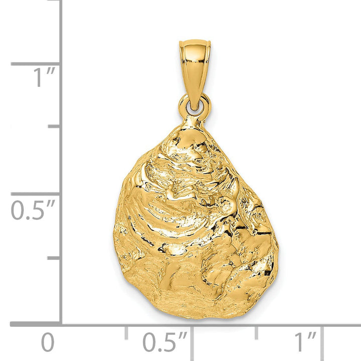 Lovely Rita's Pendants & Charms 14K Yellow Gold Textured and Polished Finish Oyster Shell Charm Pendant