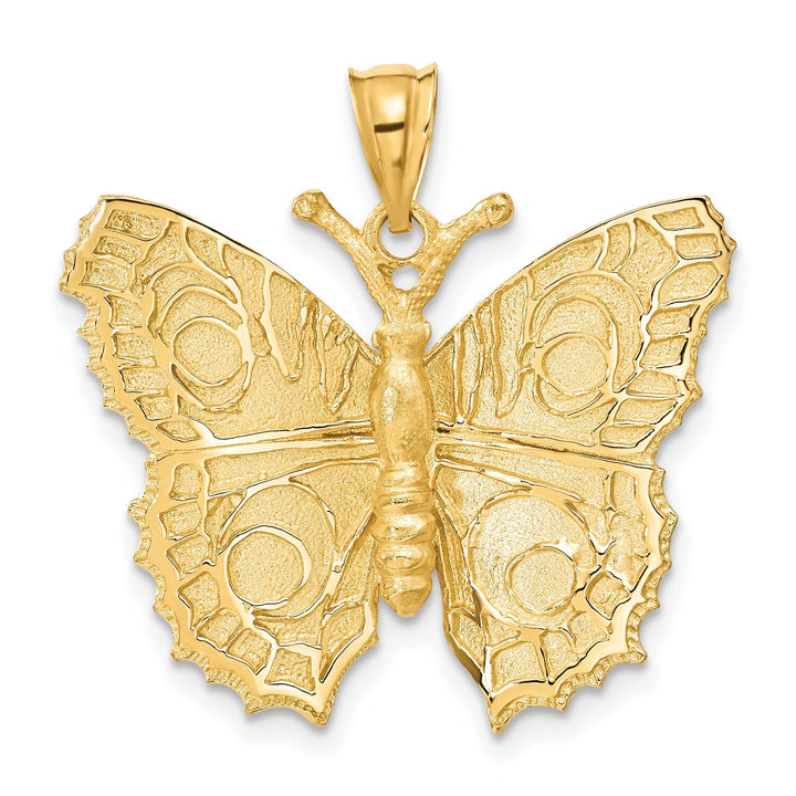Lovely Rita's Pendants & Charms 14k Yellow Gold Textured Back Casted Solid Polished Finish Butterfly Charm Pendant