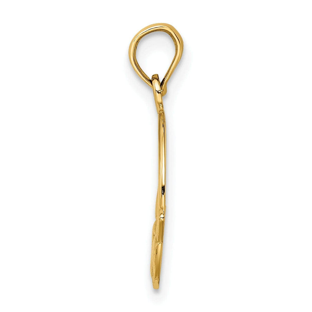 Lovely Rita's Pendants & Charms 14k Yellow Gold Textured Back Polished Finish Claddagh Design Charm Pendant