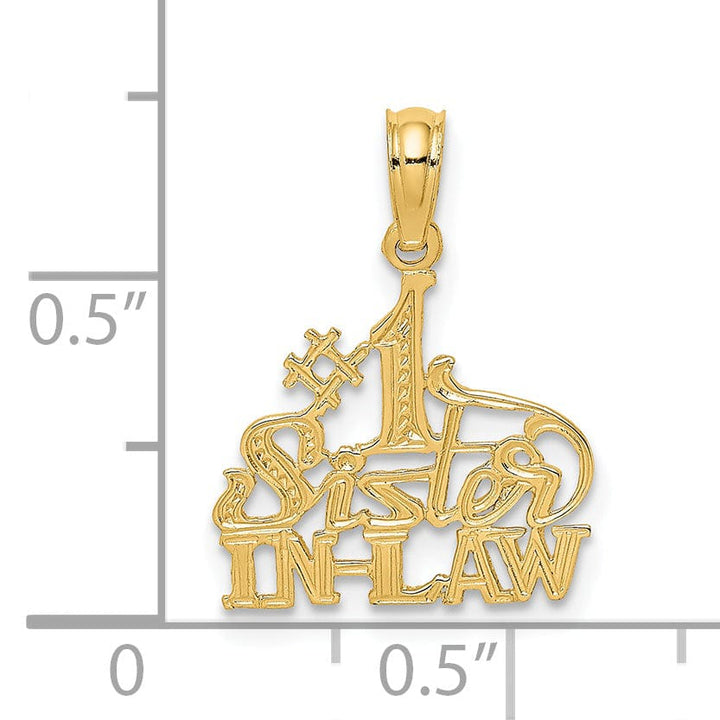 Lovely Rita's Pendants & Charms 14k Yellow Gold Textured Back Polished Finish Script #1 SISTER-IN-LAW Charm Pendant
