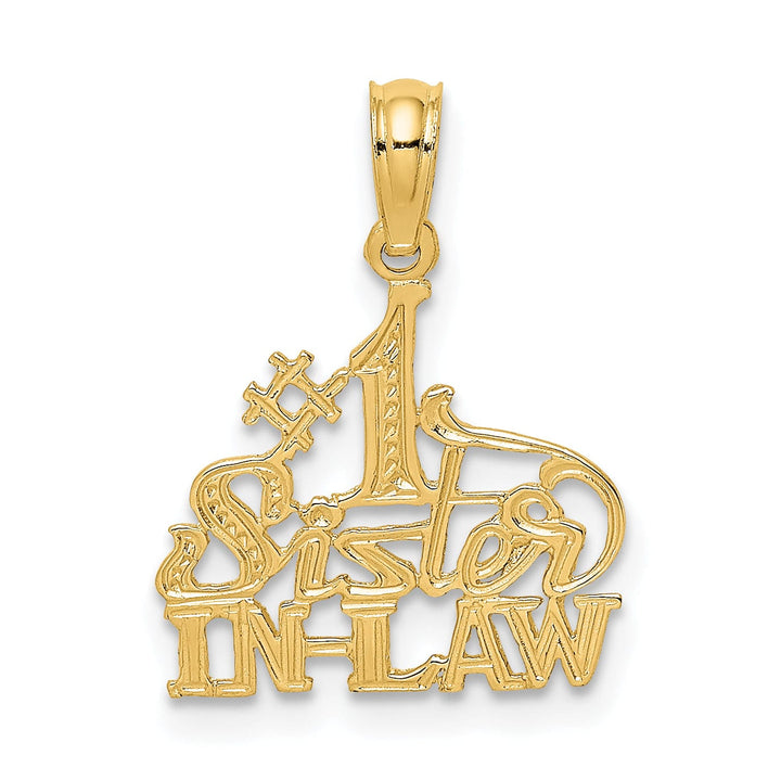 Lovely Rita's Pendants & Charms 14k Yellow Gold Textured Back Polished Finish Script #1 SISTER-IN-LAW Charm Pendant