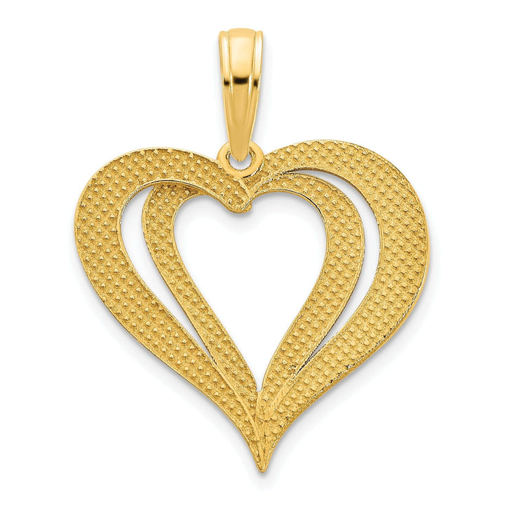 Lovely Rita's Pendants & Charms 14k Yellow Gold Textured Back Polished Finish Women's Fancy Heart in Heart Design Charm Pendant
